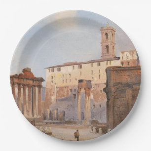 The Ancient Roman Forum (by Ippolito Caffi) Paper Plate