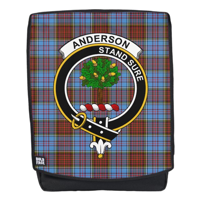 The Anderson Modern Clan Crest Tartan Plaid Backpack (Front)
