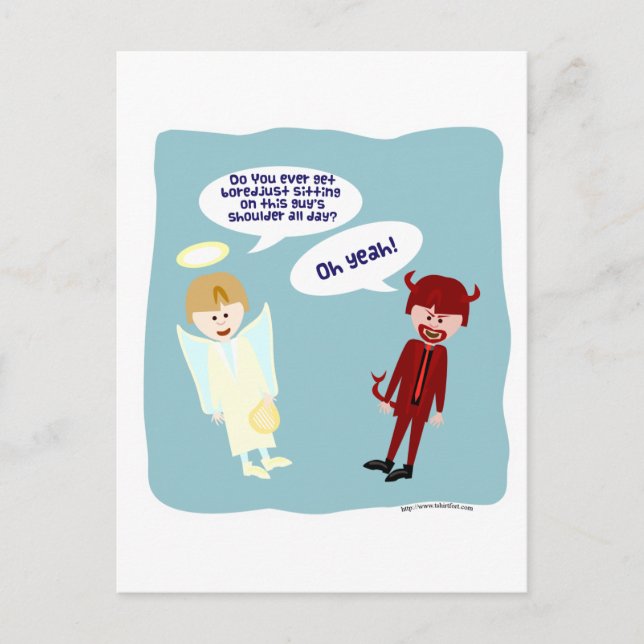 The Angel and Devil on my Shoulder Postcard (Front)