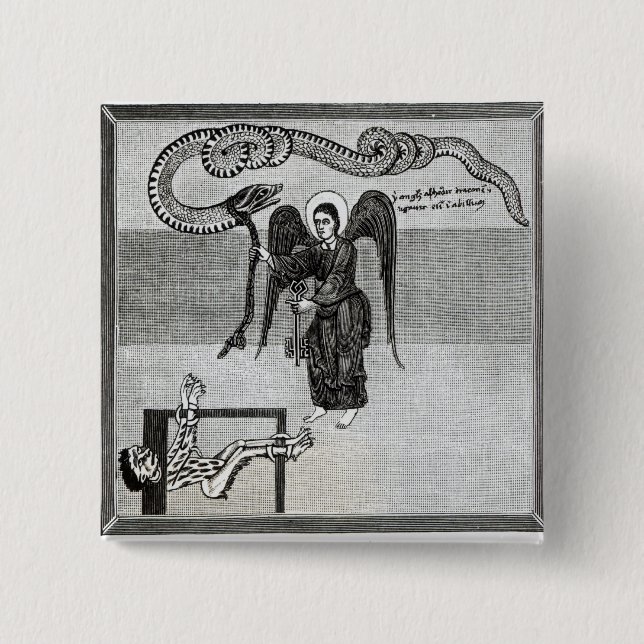 The Angel, holding the Keys of Hell 15 Cm Square Badge (Front)