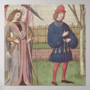 The Angel of Love appearing to a lover in garden Poster