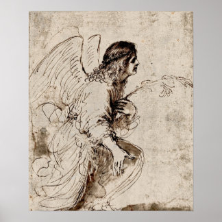 The Angel of the Annunciation drawing by Barbieri Poster