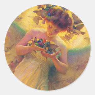 The angel of the birds classic round sticker
