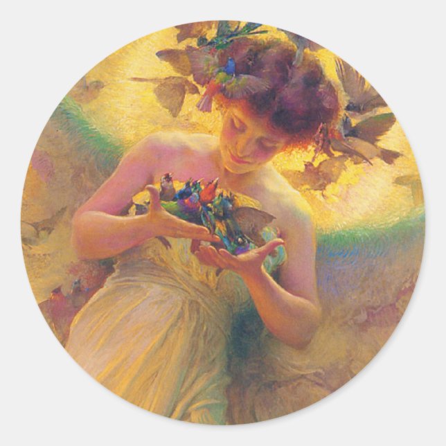 The angel of the birds classic round sticker (Front)