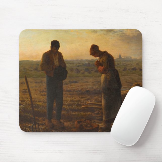 The Angelus, 1857-1859 by Jean-Francois Millet Mouse Mat (With Mouse)