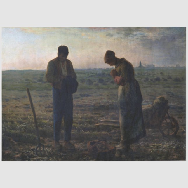 The Angelus, Jean-Francois Millet, 1857-1859 Tissue Paper (Front)