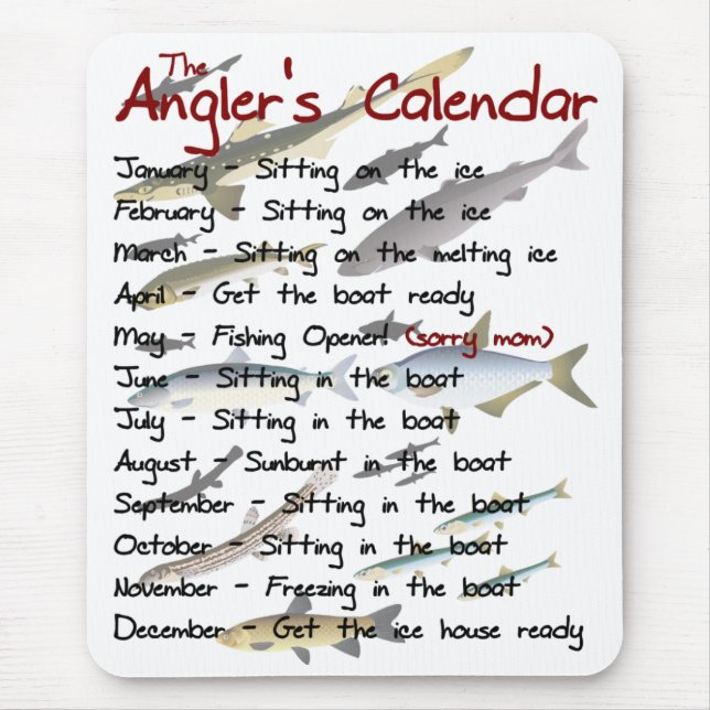 The Angler's Calendar Mousepad (Front)
