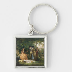 The Angler's Repast (oil on canvas) Key Ring