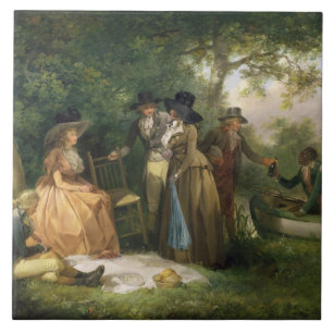 The Angler's Repast (oil on canvas) Tile