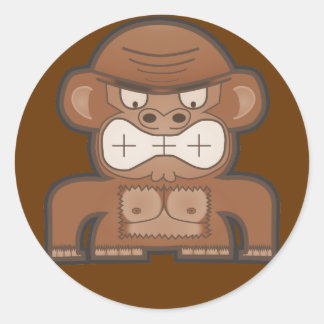 The Angry Donkey Monkey - Customisable Background Classic Round Sticker