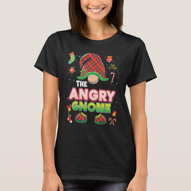 The Angry Gnome Buffalo Plaid Matching Christmas P T-Shirt (Front)