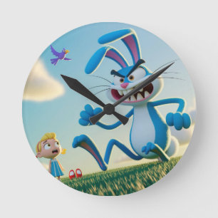 The angry rabbit round clock