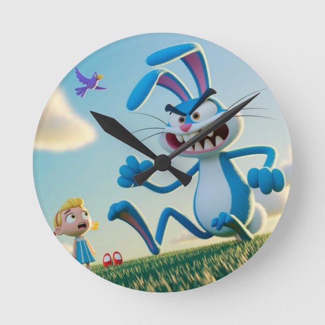 The angry rabbit  round clock (Front)