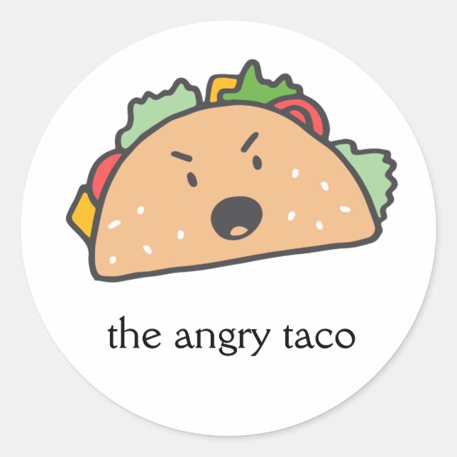 The Angry Taco Customisable Classic Round Sticker (Front)