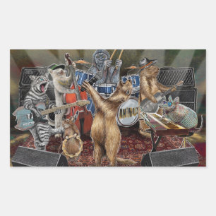 The Animalz Band Animal Musicians Performing Rectangular Sticker