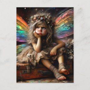 The Annoyed Little Adorable Fairy Sits on Suitcase Postcard