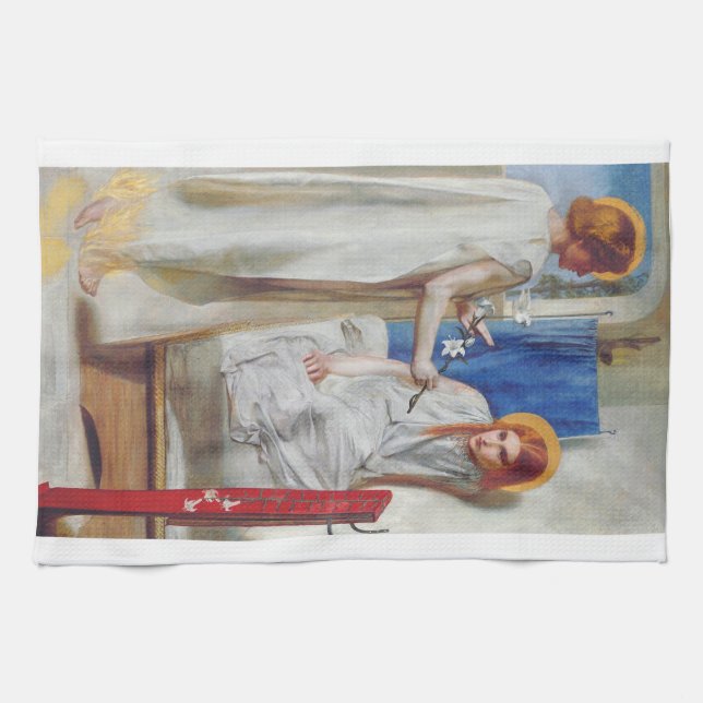 The Annunciation by Dante Gabriel Rossetti Tea Towel (Horizontal)