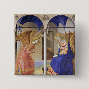 The Annunciation by Fra Angelico 15 Cm Square Badge