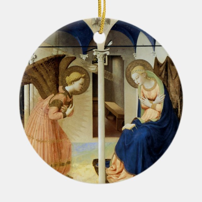 The Annunciation by Fra Angelico Ceramic Tree Decoration (Front)