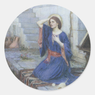 The Annunciation by John William Waterhouse Classic Round Sticker