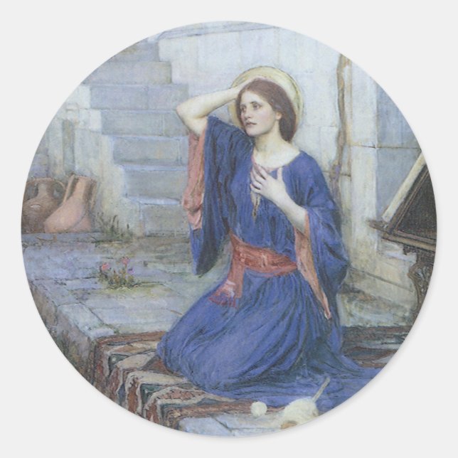 The Annunciation by John William Waterhouse Classic Round Sticker (Front)