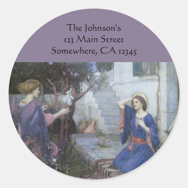 The Annunciation by John William Waterhouse Classic Round Sticker (Front)