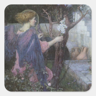The Annunciation by John William Waterhouse Square Sticker