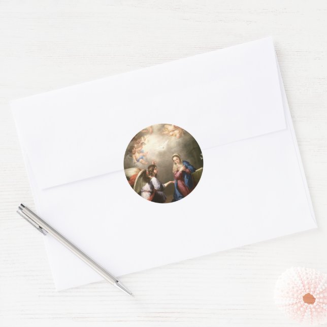  The Annunciation by Murillo (detail) Classic Round Sticker (Envelope)