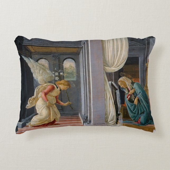 The Annunciation by Sandro Botticelli Decorative Cushion (Front)
