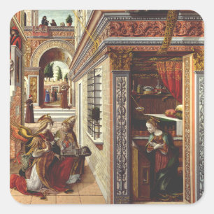 The Annunciation Carlo Crivelli Renaissance Art Square Sticker
