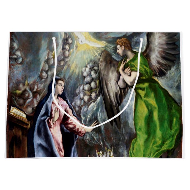 The Annunciation, El Greco Large Gift Bag (Front)