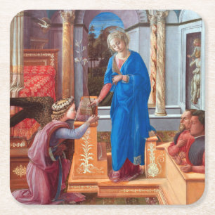The Annunciation, Filippo Lippi, 1440 Square Paper Coaster