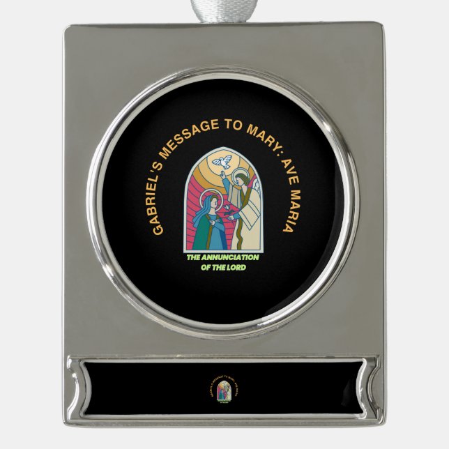 The Annunciation of the Lord Silver Plated Banner Ornament (Front)