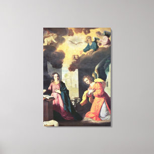 The Annunciation (oil on canvas) Canvas Print