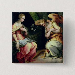 The Annunciation (oil on panel) 3 15 Cm Square Badge
