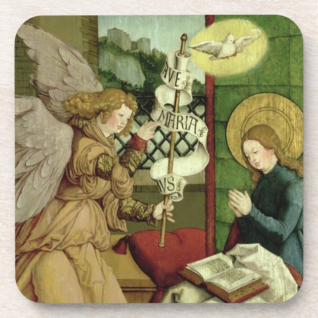 The Annunciation (oil on panel) Coaster (Front)