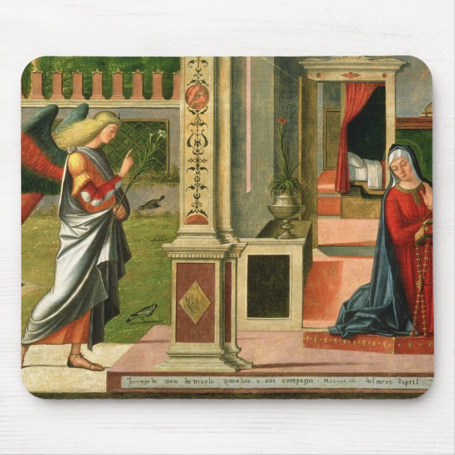 The Annunciation (oil on panel) (detail of 120955) Mouse Mat (Front)