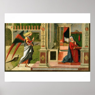 The Annunciation (oil on panel) (detail of 120955) Poster