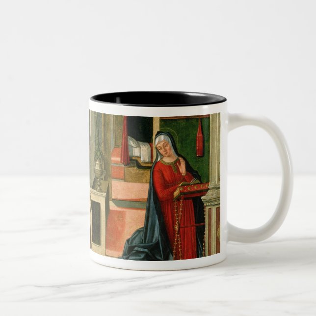 The Annunciation (oil on panel) (detail of 120955) Two-Tone Coffee Mug (Right)