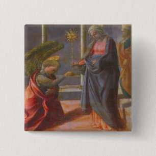 The Annunciation (predella of the Barbadori Altarp 15 Cm Square Badge