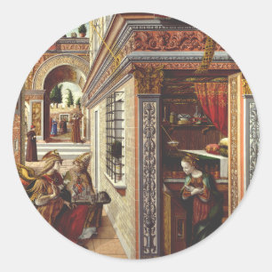 The Annunciation, with Saint Emidius Classic Round Sticker
