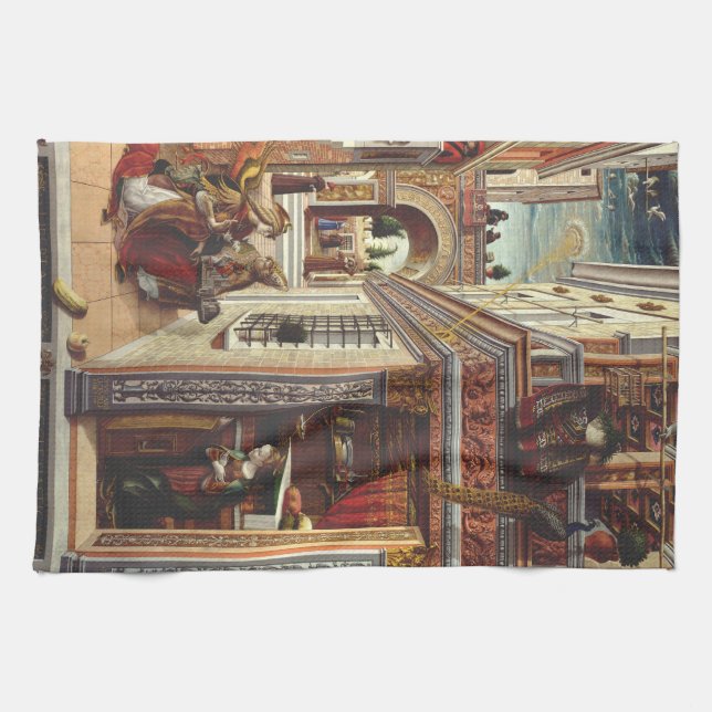 The Annunciation, with Saint Emidius Tea Towel (Horizontal)