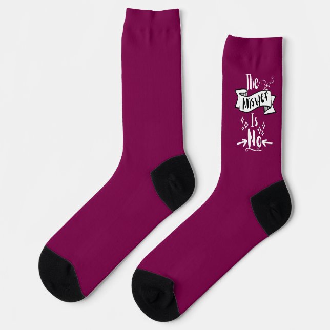 The Answer Is No Funny Quote White Text Socks (Left)