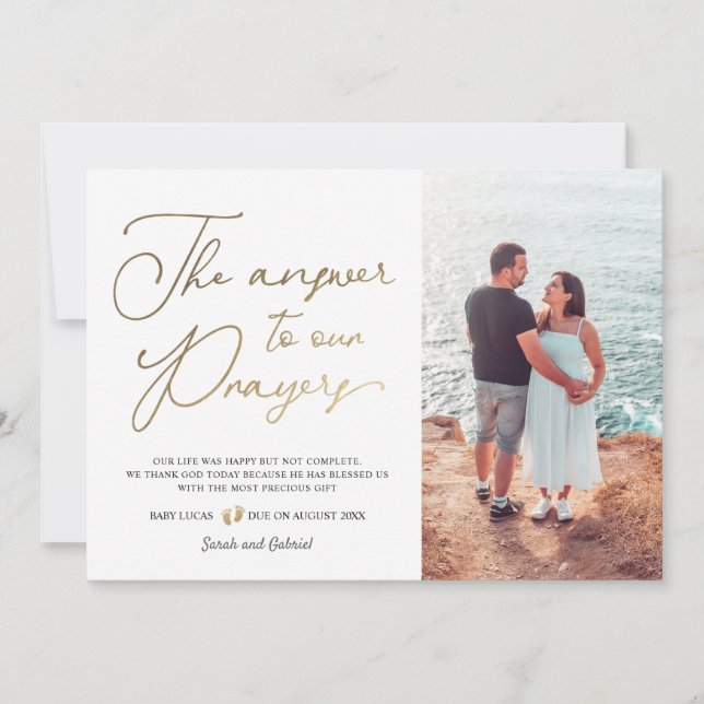 The Answer To Our Prayer Pregnancy Announcement (Front)