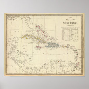 The Antilles or WestIndia Islands Poster