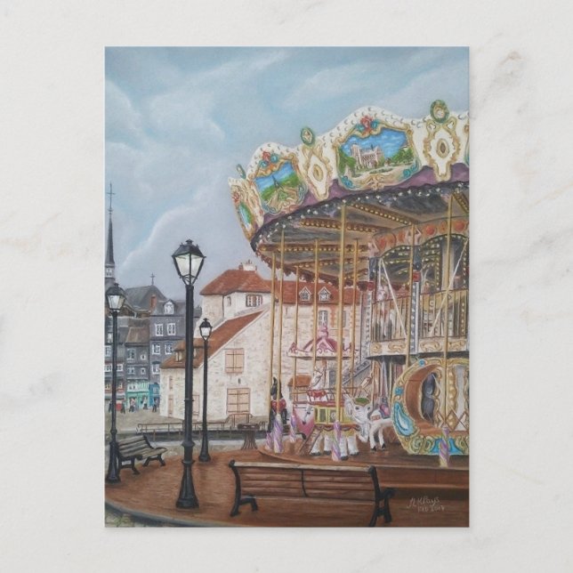 The Antique Carousel in Honfleur, Normandy, France Postcard (Front)