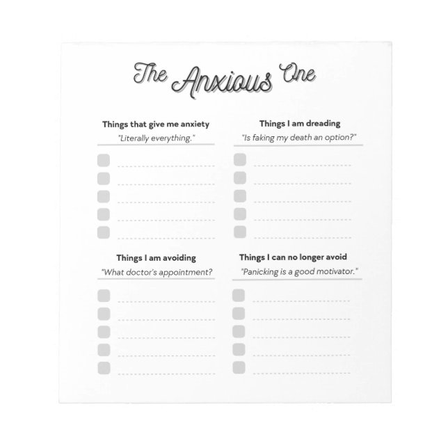 The Anxious One Notepad (Front)