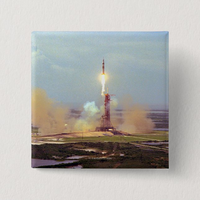 The Apollo Soyuz Test Project Saturn IB Launch 15 Cm Square Badge (Front)