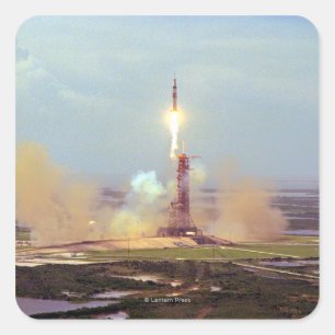 The Apollo Soyuz Test Project Saturn IB Launch Square Sticker
