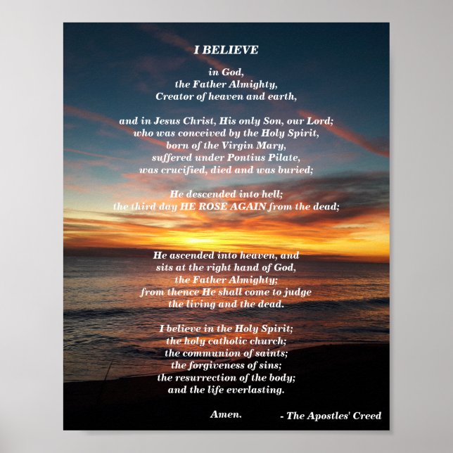 The Apostles' Creed Christian Statement of Faith Poster (Front)